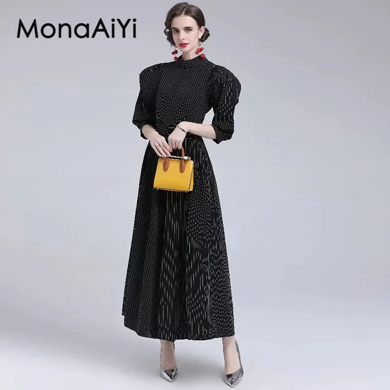 MonaAiYi Summer Women's Stand Collar Half Sleeved High Waiste Slim Vintage Temperament Commuter Office Work Jumpsuits