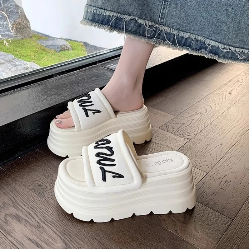 

Women's Platform Slide Slippers 3-5cm Mid-Heel Non-Slip PU Leather Casual Summer Sandals Outdoor Beach Fashion Slides