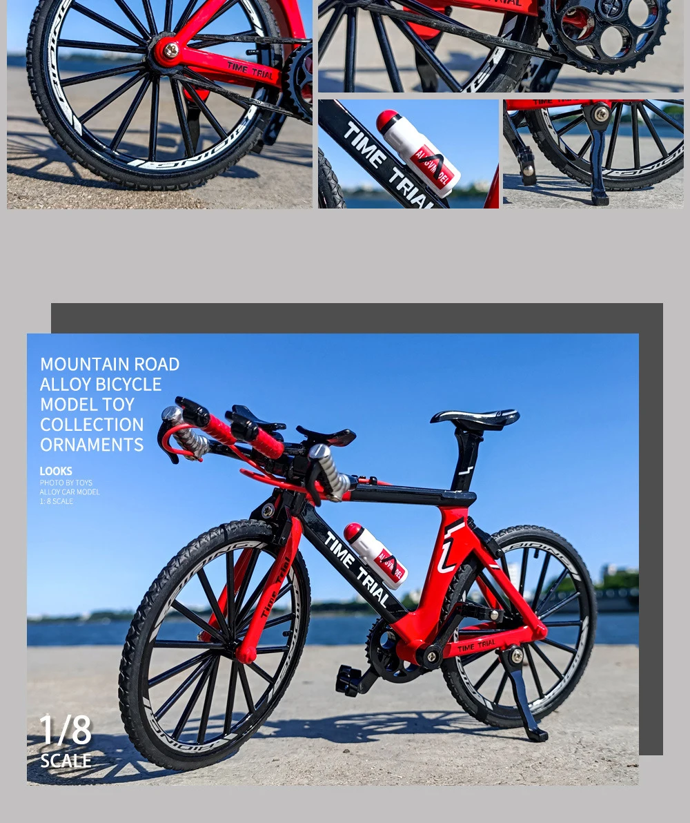1:8 Modell-Legierungs-Fahrrad, Druckguss-Rennrad, Finger-Mountainbike-Modell, Metall-Taschenfahrrad, Simulations-Sammelspielzeug für Jungen – Detail 4