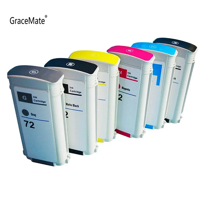 GraceMate 130ml Compatible Ink Cartridges with Chip Replacement for HP 72 Designjet T610 T770 T795 T1100 T1120 T1200 T1300 T2300