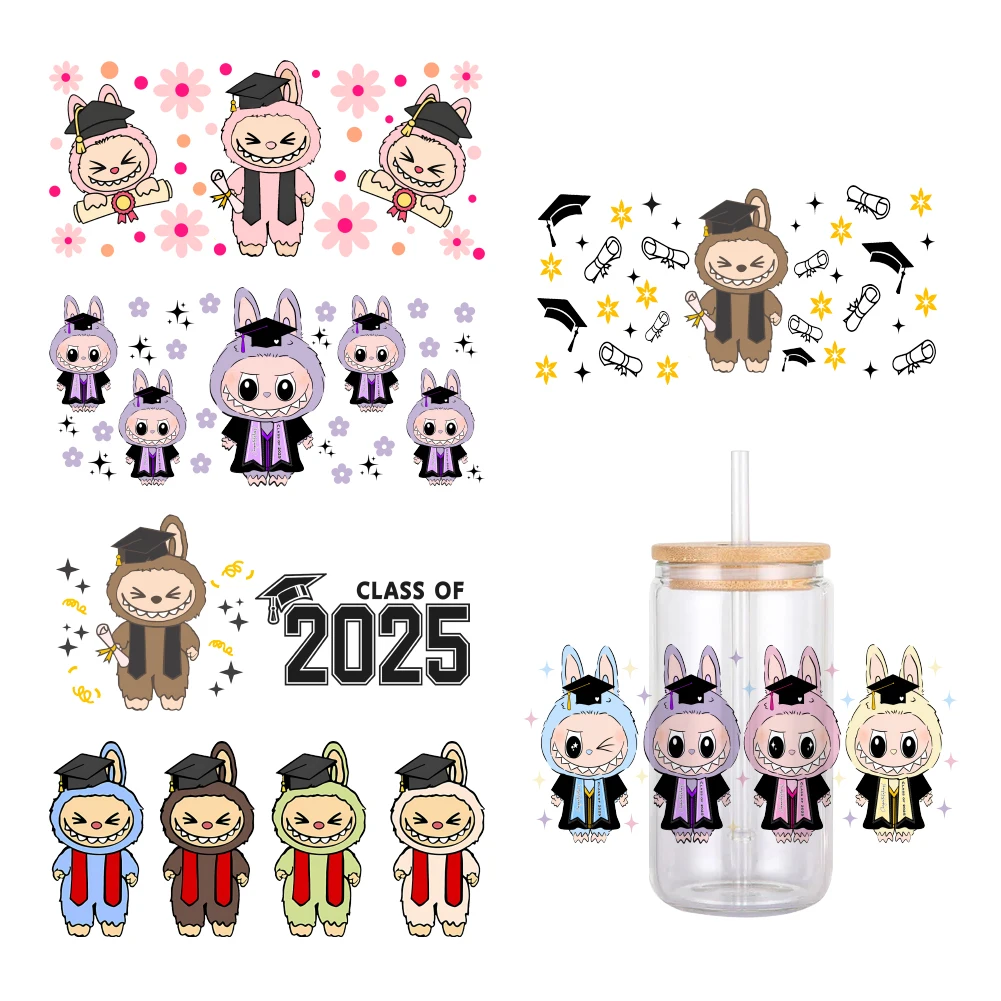 

11x24cm Graduated Season Cartoon La Designs For Libbey 16oz Can Glass 3D Waterproof UV DTF Coffee Can Wrap Libbey Glass Wrap