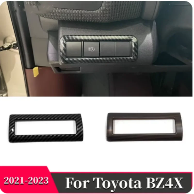 For Toyota BZ4X 2022 2023 ABS Carbon Wood grain Car Headlight Adjust Switch Cover Trim Styling Sticker Interior Accessories 1pcs