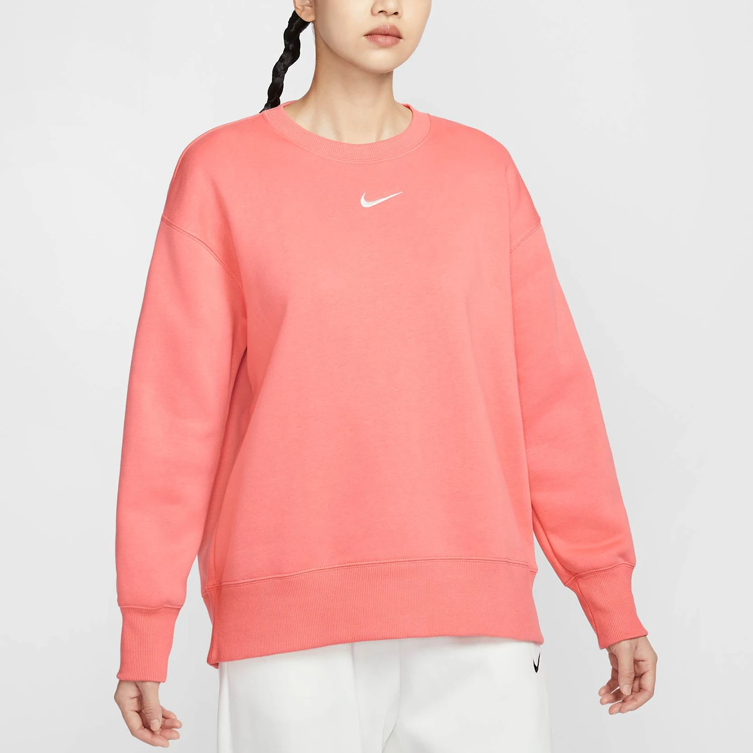 

Оригинальная женская спортивная толстовка Nike Oversize Style из флиса с круглым вырезом FZ4271-814