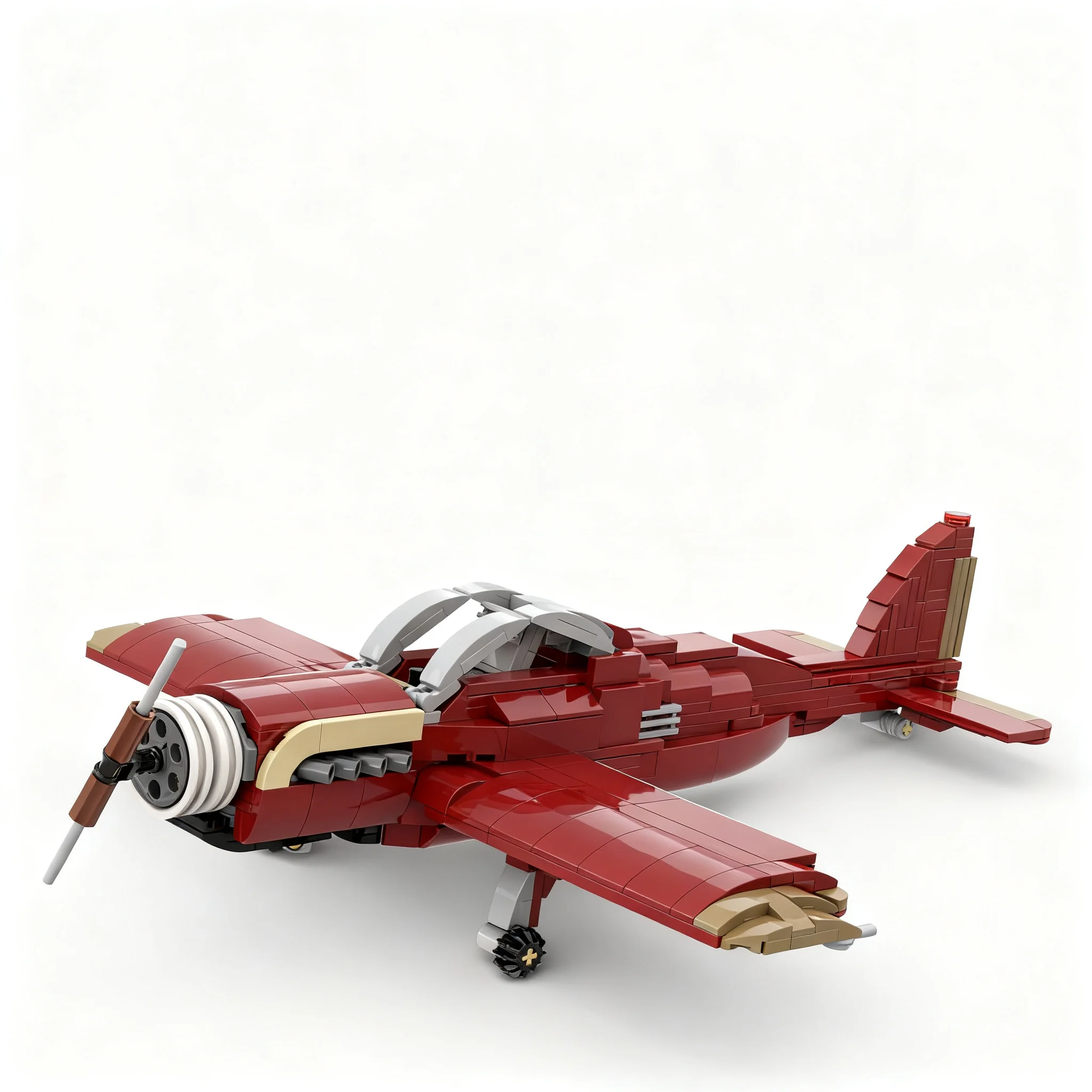 489pcs MOC Icons - Propeller Aircraft Model Building Blocks Toys Christmas Gift Construction 3D Brick Craft Display Collection