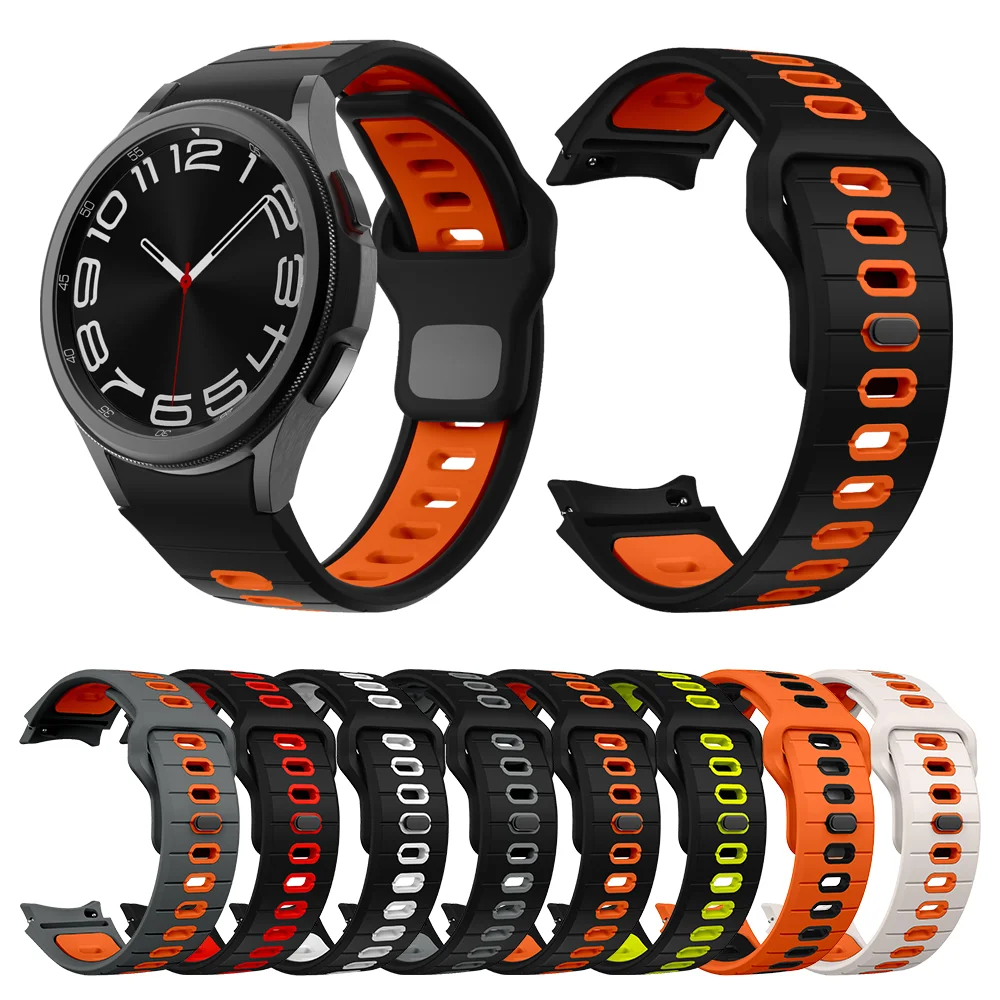 Ремешок силиконовый для Galaxy Watch 6 4 40 мм 44 мм 5 Pro 45 мм, оригинальный классический спортивный мужской браслет, 42 мм