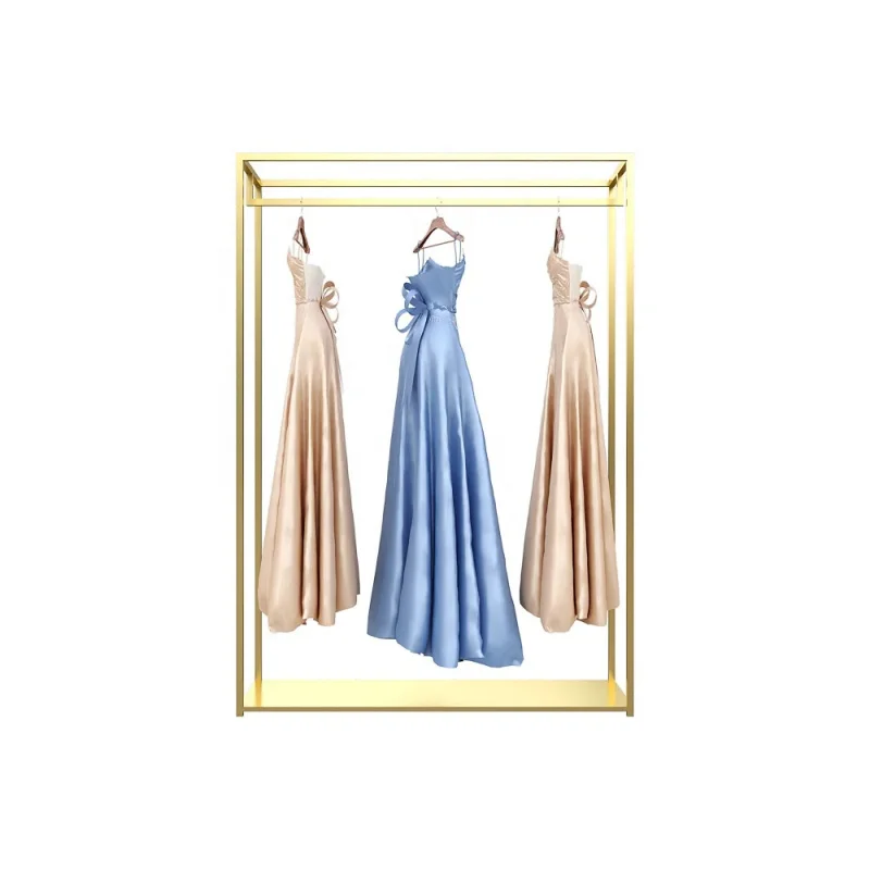 custom.High End Rapid Iron Gold Custom Wall Mounted Bridal Wedding Dress Display Rack Clothing Store
