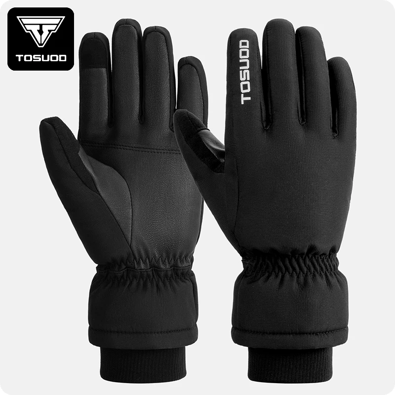 TOSUOD 오토바이 장갑은 겨울에 따뜻하고, 방풍 및 방한 기능이 있으며, 터치스크린, 전기 자전거 및 자전거 장갑으로 사용 가능합니다.