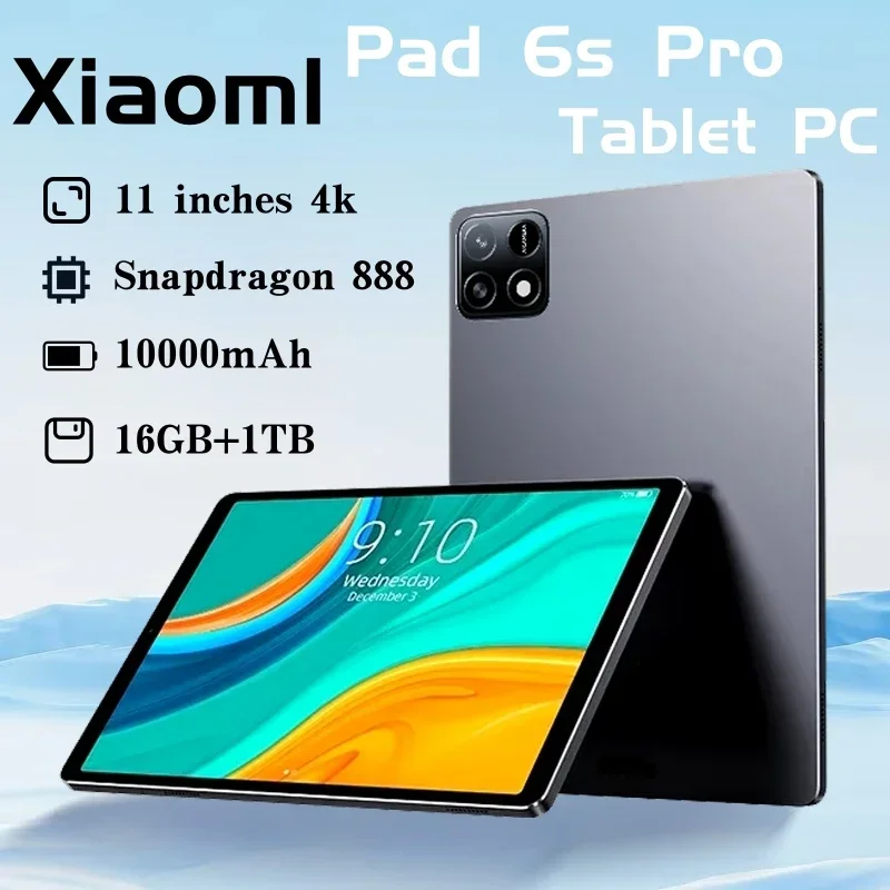 Global Version Original Pad 6S Pro HD 4K Android 14.0 Snapdragon 888 11inch 16GB+1TB 10000mAh Tablet PC 5G Dual SIM WIFI Mi Tab