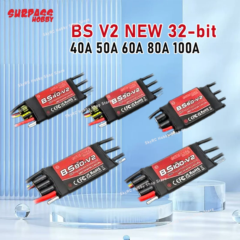 

SURPASS HOBBY 40A 50A 60A 80A 100A V2 2-6S Бесщеточный ESC с вилкой Ubec XT60 для пневматических подводных деталей лодок с дистанционным управлением