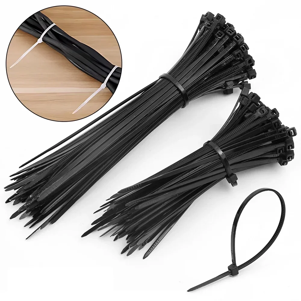 100Pcs Wholesale Plastic Nylon Cable Ties Self-locking Cord Straps Widen thicken Cables Fastening Loop Wire Zip Tie
