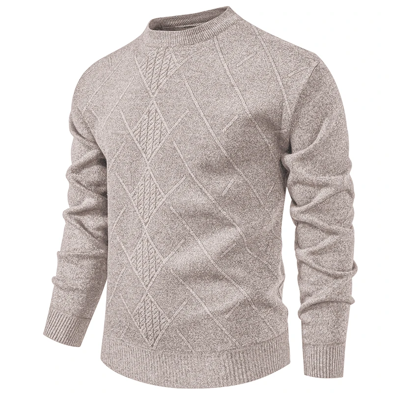 New Sweater Men Casual Knitted Pullover Solid Color Warm Regular Fit Round Neck Sweater Pullovers Mens Sweatwear