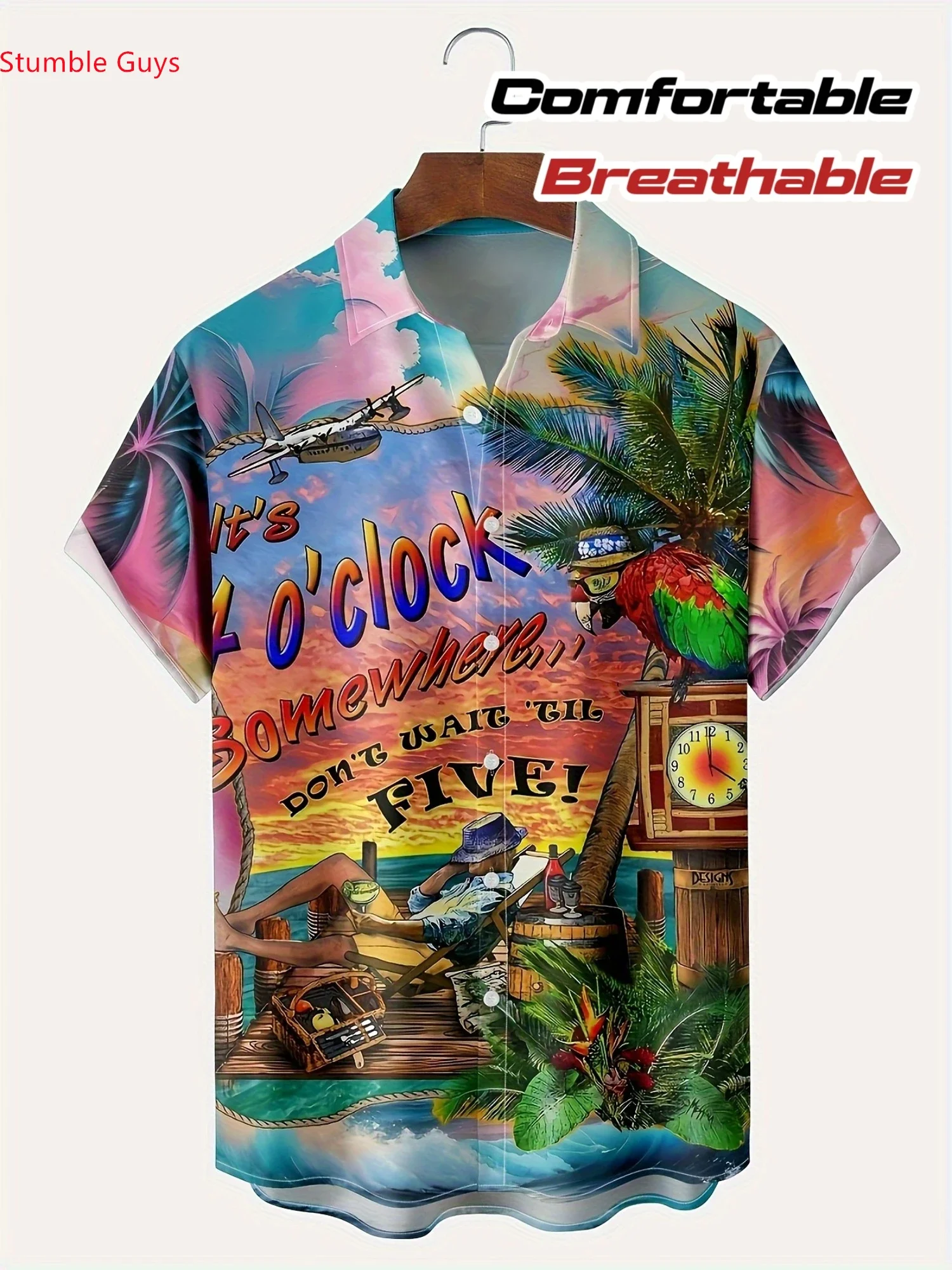 

Summer High Street Graphic Print Men's Hawaiian Shirt Casual Man Short Sleeve Oversized Beach Shirt Fashion Streetwear Tops