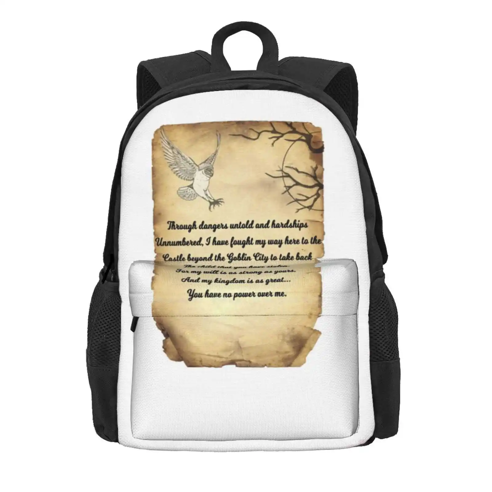 Labyrinth Poem Hot Sale Schoolbag Backpack Fashion Bags The Labyrinth Jareth Ludo Sarah Hoggle Sir Diddymus Bog Goblins Goblin