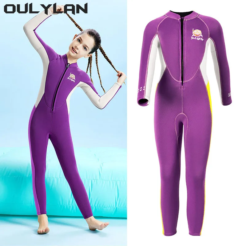 

Oulylan Cold-proof Surfing Suit 2.5MM Children's Wetsuit Thickened Front Zipper Bodysuit for Winter Swimwear Warmth