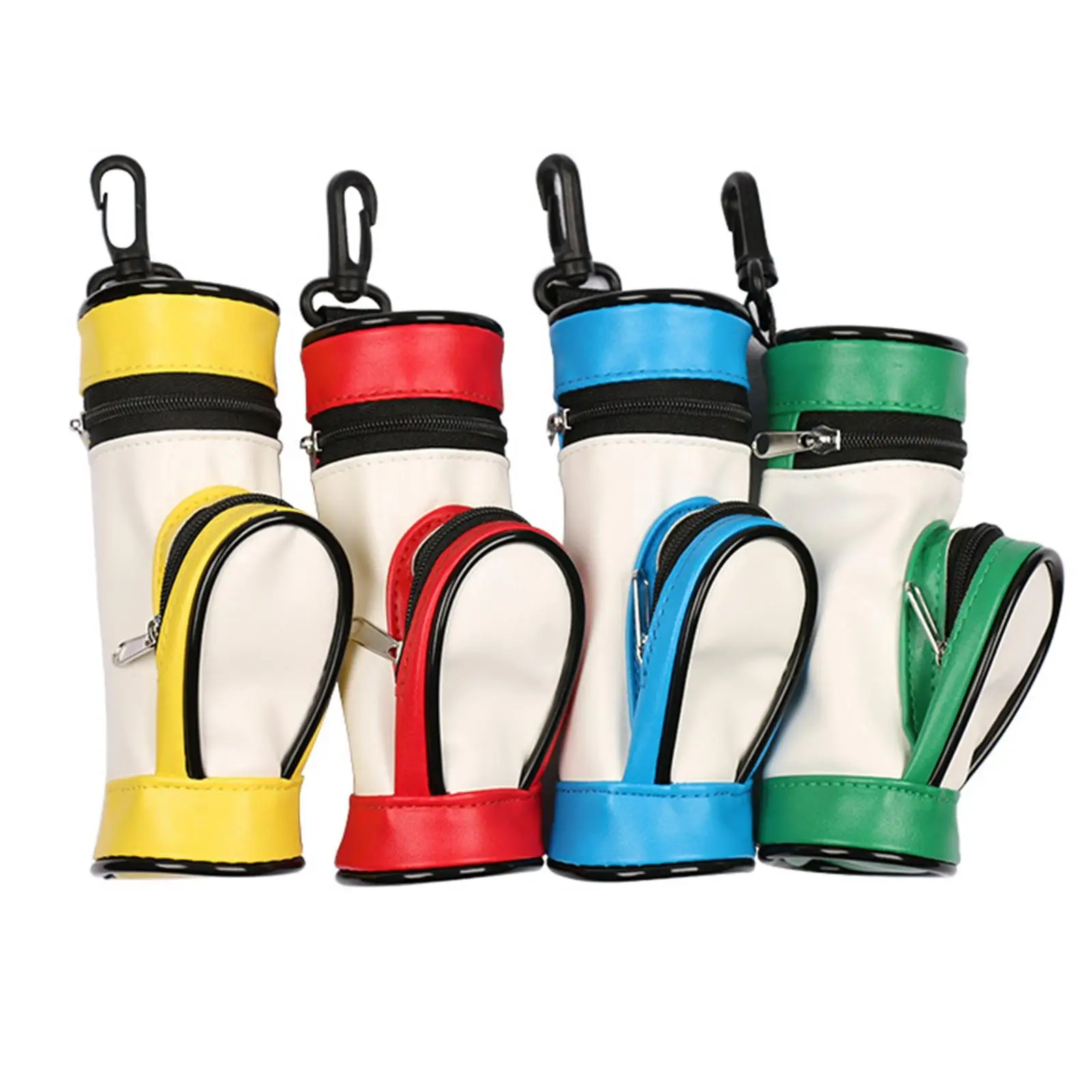 PU Leather Golf Ball Bag Minimalist Design Water Resistant Zipper Tee Holder for Golf Competition Practice Gift
