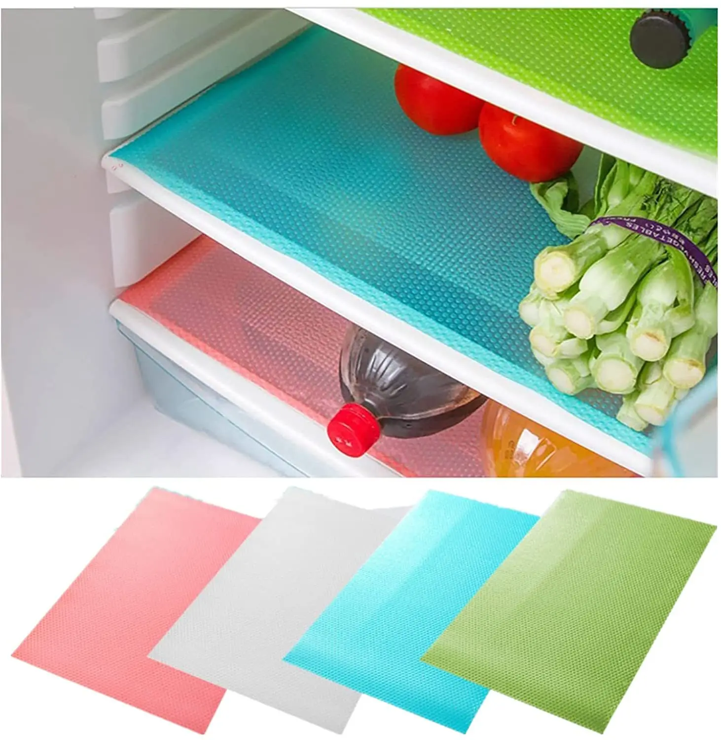 4pcs/Set Waterproof Refrigerator Pad Antibacterial Antifouling Mildew Moisture Fridge Mat Liner Antifouling Shelves Drawer Table