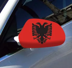 Directly Delivery 2 Pcs Free Size Four-way stretch fabric Albania albanian Flags Car Mirror Cover