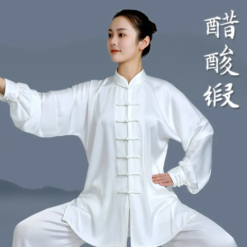 Martial Arts Tai Ji Suit Women's New 2026 High-End Performance Tai Exercise Clothing Men's Spring and Summer Acetate Baduanjin