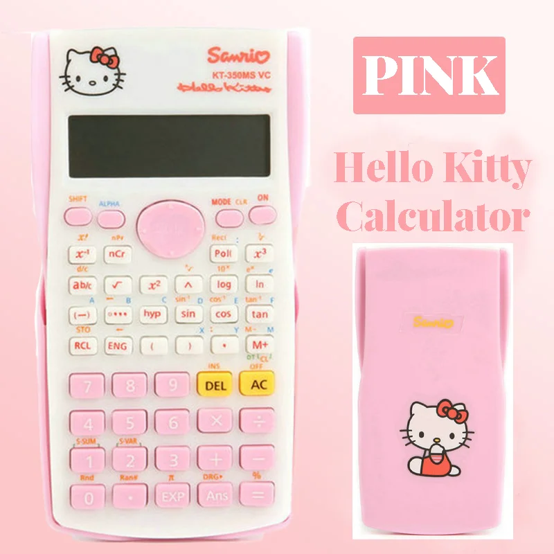 Hello Kitty Funzione scientifica Computer 350Ms Calcolatrice multifunzionale per l'insegnamento delle scienze di precisione per studenti Rosa Simpatico cuore femminile