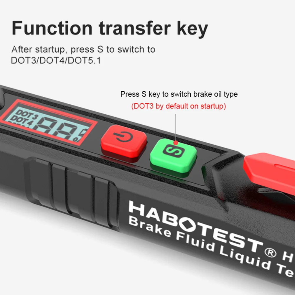 Brake Fluid Tester Auto Car Brake Liquid Digital Tester for DOT3/DOT4/DOT5.1 Accurate Oil Quality Check Pen Sound Light Alarm