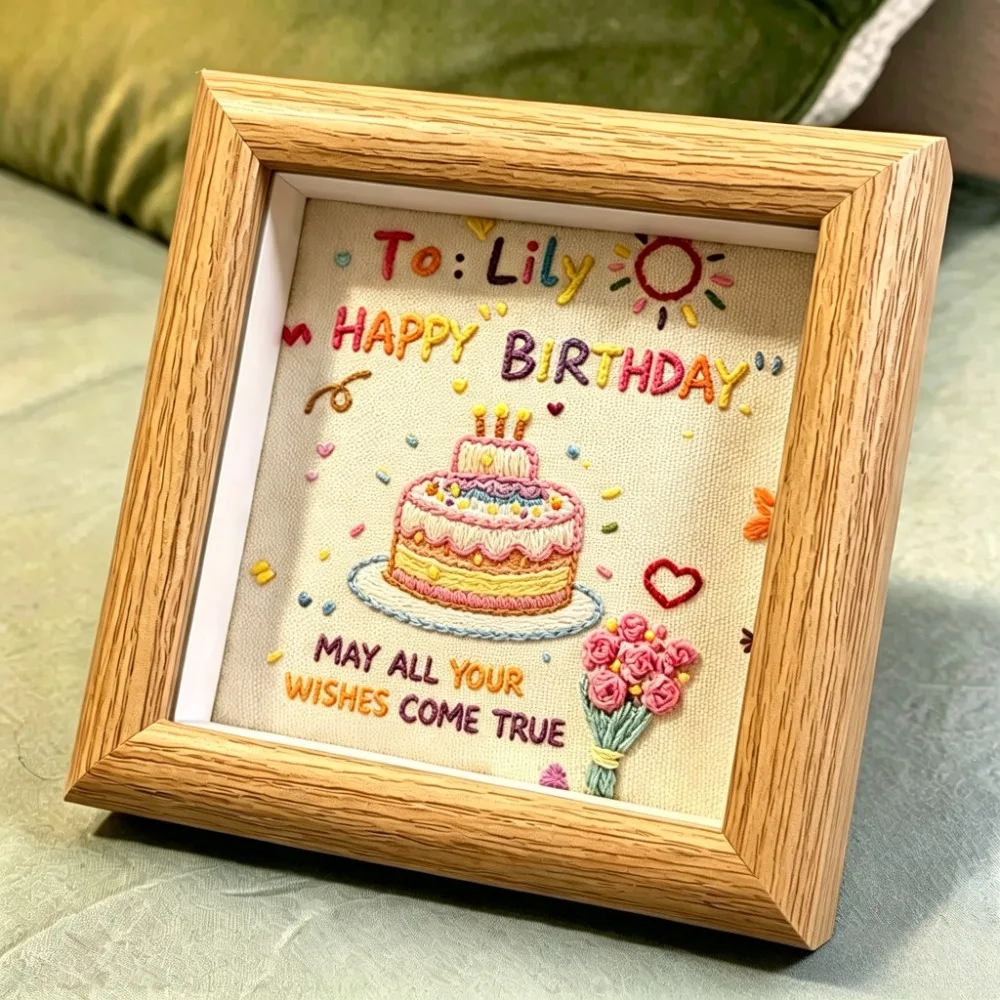 DIY Embroidery Kit Wooden Frame Perfect Gift for Birthday/Christmas/Wedding/Valentine's Day Beginner Friendly Handmade Craft