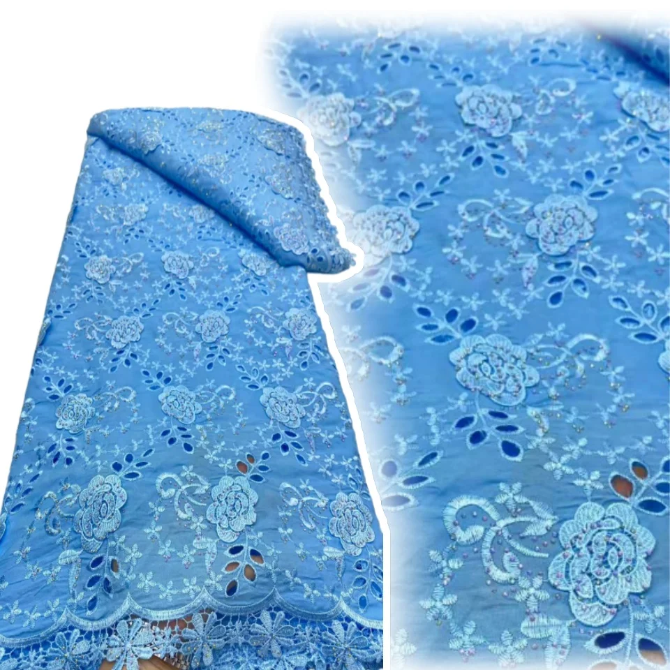 

Роскошный африканский гипюровый шнур с бусинами, кружевная ткань, новинка 2025, нигерийское водорастворимое кружево с блестками для женщин, свадебное платье1158