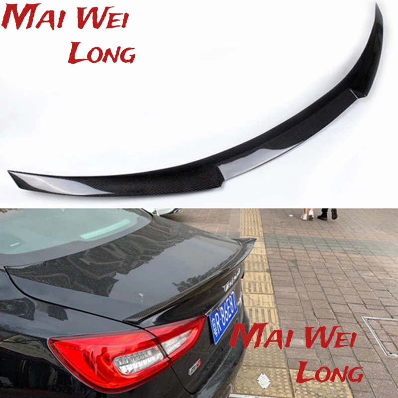 for Maserati Quattroporte Car Styling Aspec Style Carbon Fiber Rear Trunk Lip Wing Spoiler Splitter 2013-2018