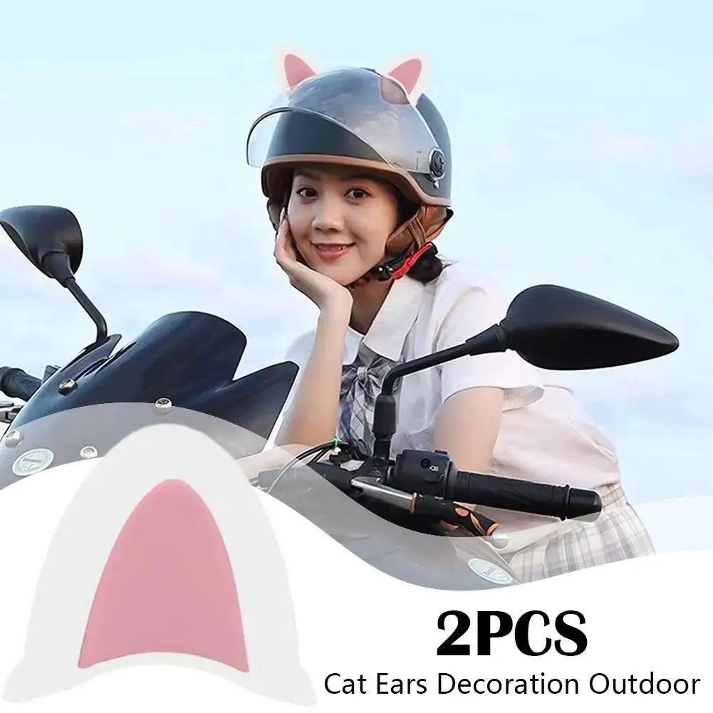 Oreilles de chat colorées pour casque de moto, autocollants de décoration 3D, accessoires de moto universels, H2D5, nouveau, 2 pièces