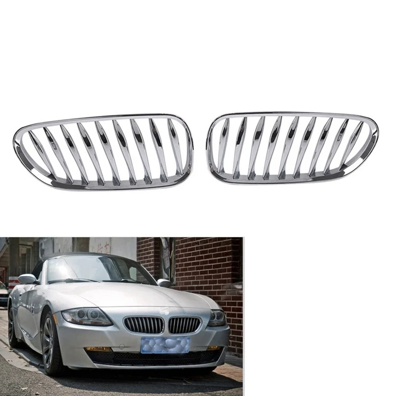 Front Fence Grill Grille ABS Chrome For-BMW Z4 E85 E86 2003-2009 51117117757 51117117758