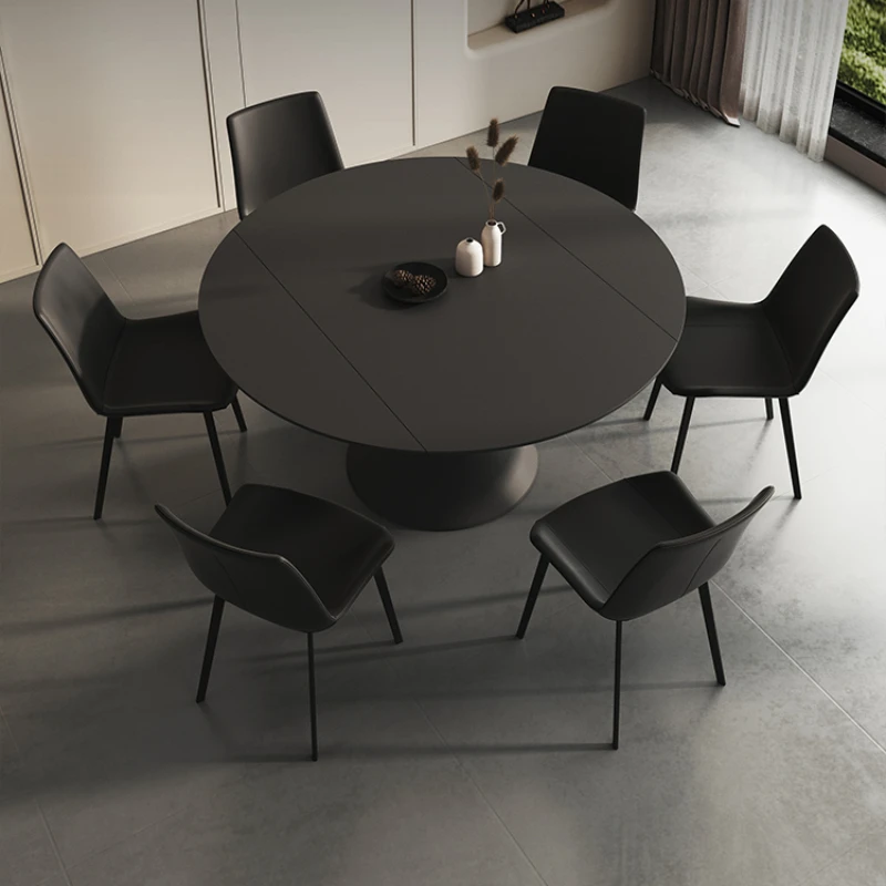 

Black Rock Plate Dining Table Round Table Modern Simple Table Home Rotary Telescopic Square Mesas De Jantar Furniture ZT50DT