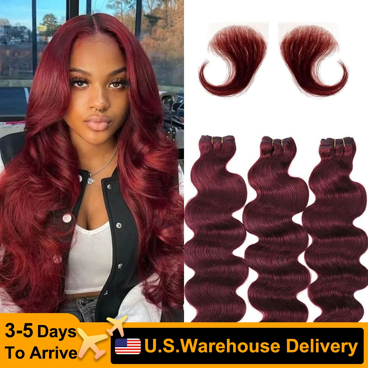 99J Human Hair Bundles Body Wave Wine Red Brazilian Remy Real Hair Extensions 16 Inch Human Hair Bundles For Woman 1/3 Bundles