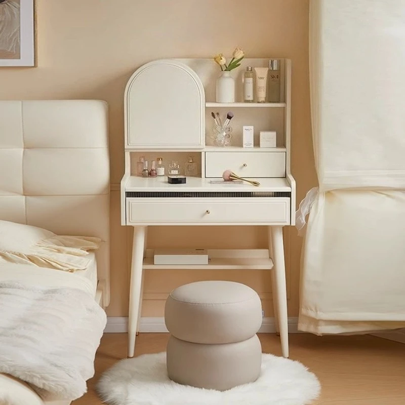 

Dressing Table White Cream Wind Bedroom Mirror Storage Cabinet Vanity Makeup Vanity Makeup Desk Dressers Vanities Bedside Table