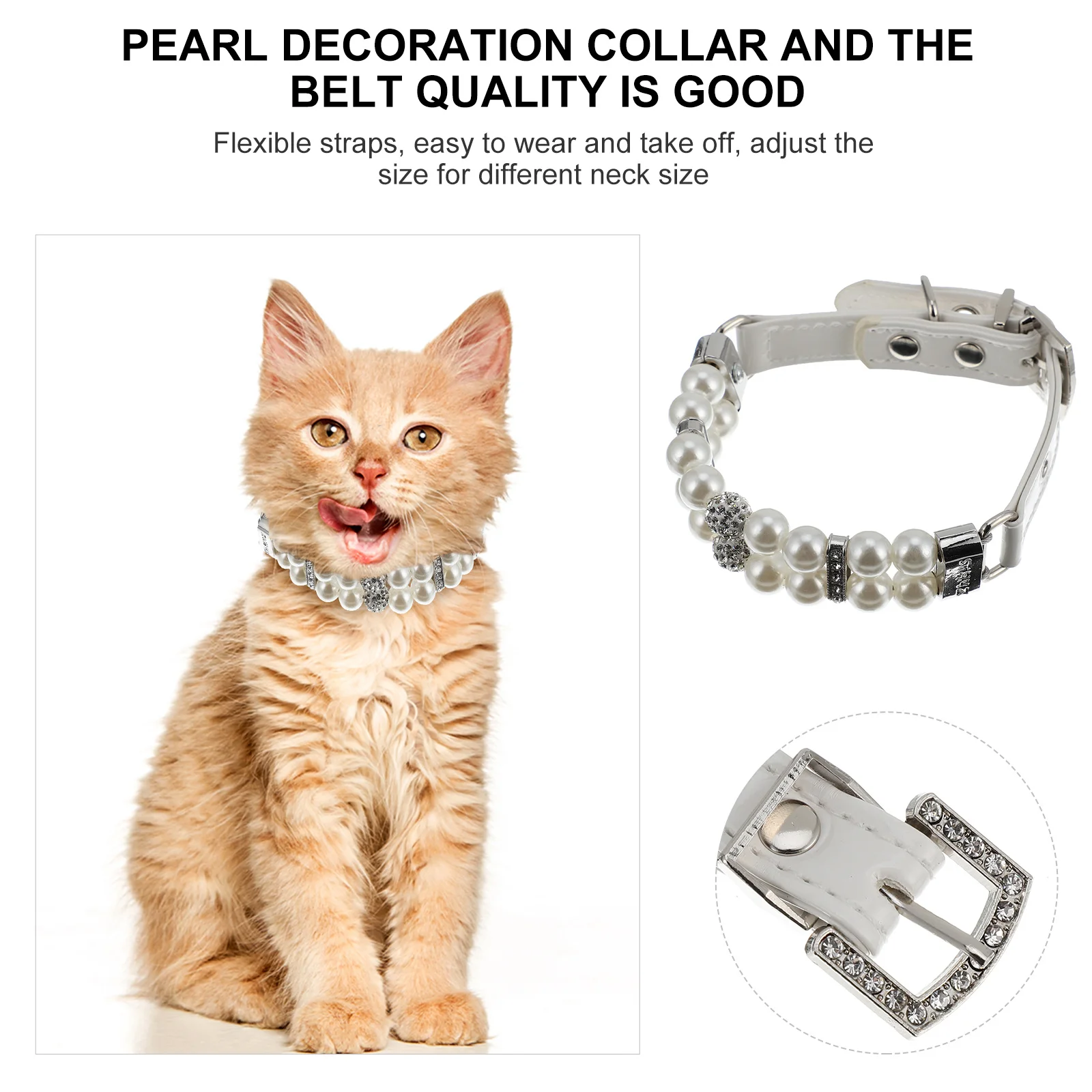 

Dog Pearl Collar Pu Adjustable Pet Jewelry For Small Dogs Cats Puppy Pet Supplies Decorative Necklace Dog Collar