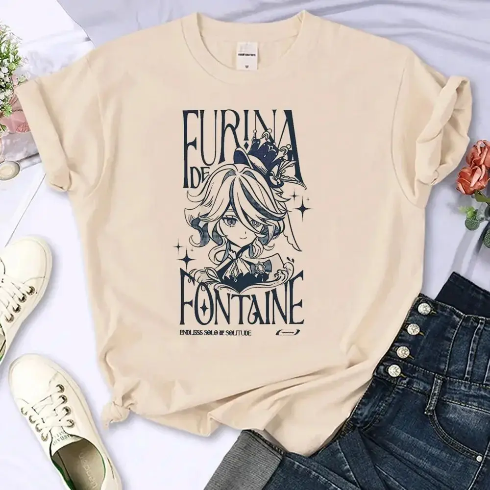 

Женские футболки Genin Impact в стиле Харадзюку с комиксным дизайном J Girl, уникальная одежда ручной росписи