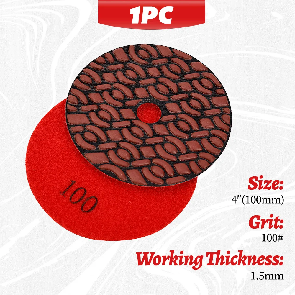 Casaverde 1Pc  4 Inch Dry Polishing Pad Sharp Flexible 100mm Diamond Polishing Pads for Granite Marble Stone Sanding & Grinding
