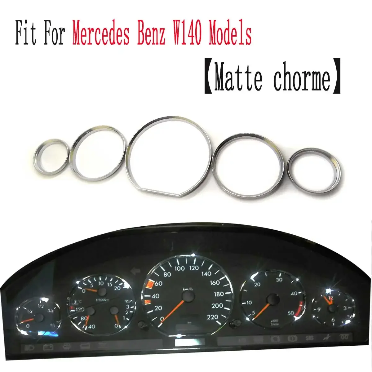 

Matte Chrome Styling Dashboard Gauge Ring Set For MERCEDES BENZ W140