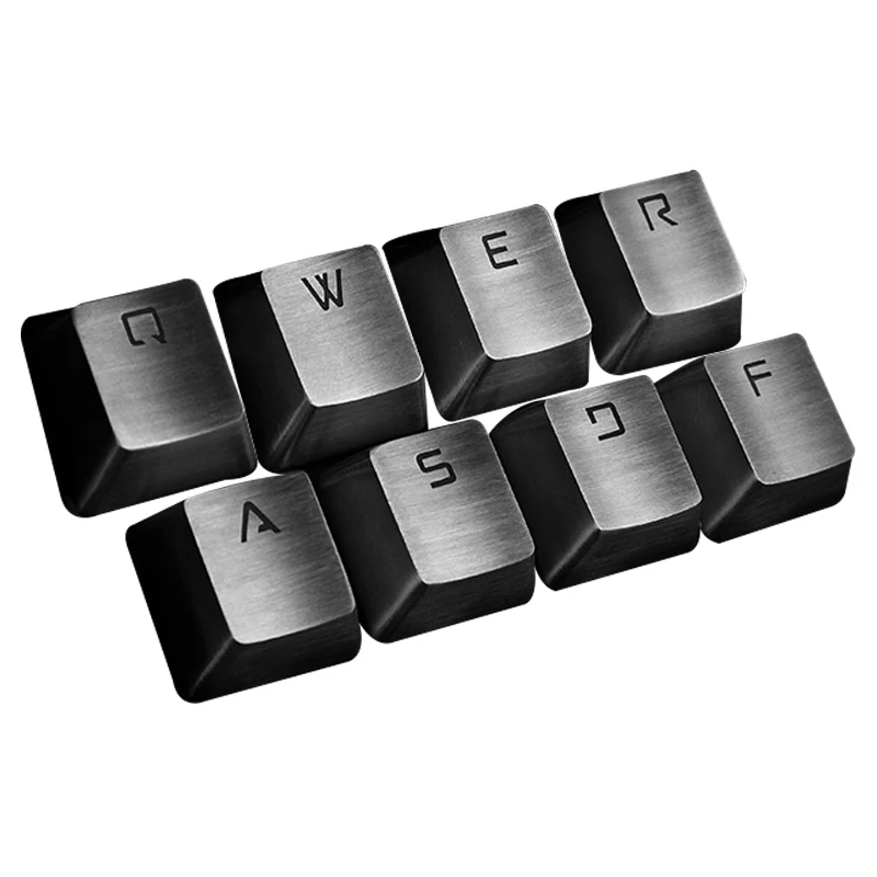 4/8 keys Metal Stainless Steel Backlight Keycap QWER ASDF Arrow Key OEM Keycaps Silver for Cherry MX Gaming Mechanical Keyboard