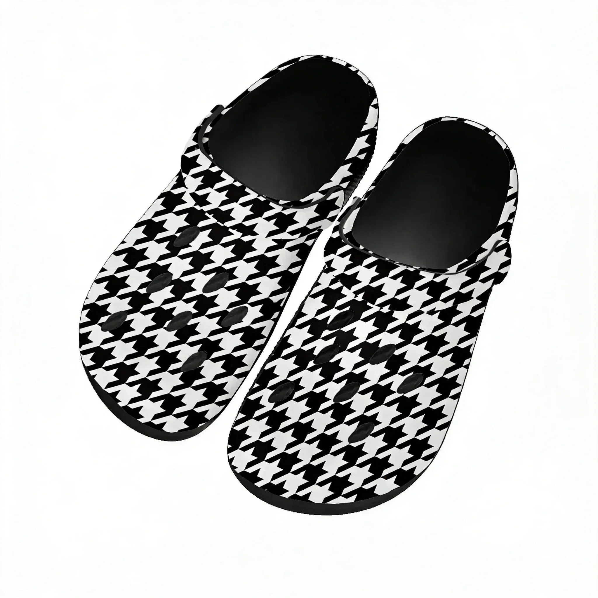 

Houndstooth Pattern Water Shoes Mens Womens Comfortable Fashion Home Garden Clogs Custom Sandals Beach Breathable Hole Slippers