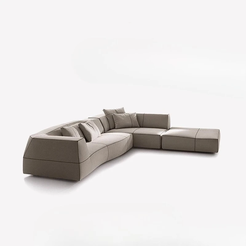 

Curve sofa, special-shaped module first layer cowhide combination