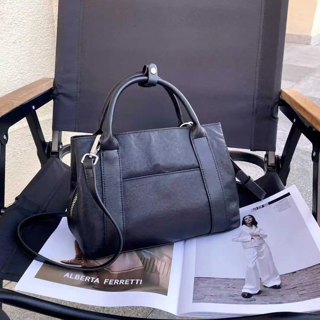 Женская сумка из натуральной кожи Boston Bag 2025 Новая сумка через плечо с верхней ручкой для офиса, дизайнерская сумка для путешествий