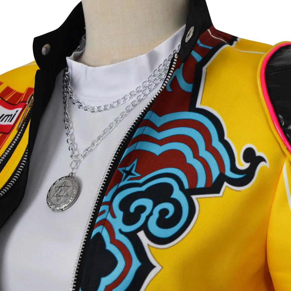 2025 Nuovo Anime Rumi Costume Cosplay Cacciatori Abbigliamento di scena Cappotto giallo Pantaloncini Parrucca uniforme Donna Carnevale sexy Vestito di Halloween