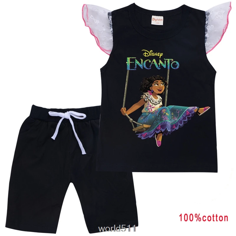 Sommer Kinder setzt Mädchen neuen Film Encanto T-Shirt Shorts Set Kinder Jungen Kleidung Tops Baby Kleidung Geburtstags geschenk