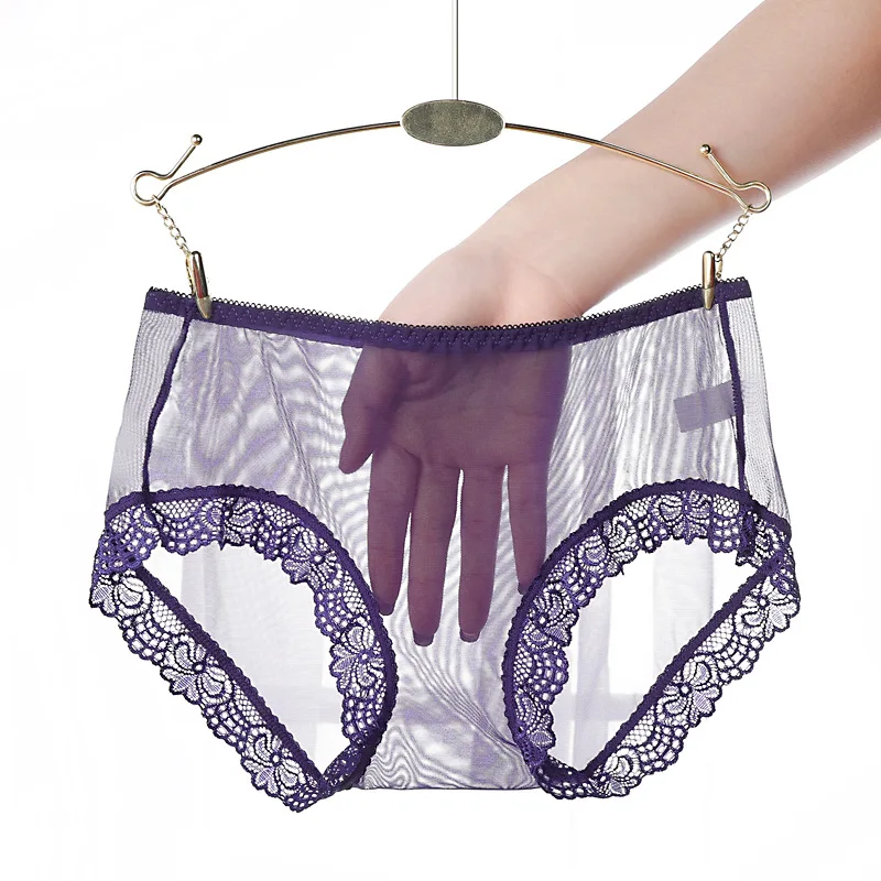 Transparent Sexy Panties Women Lace Up Underwear Ultra-thin Mesh Briefs Seamless Seductive Perspective Smooth Female Underpants