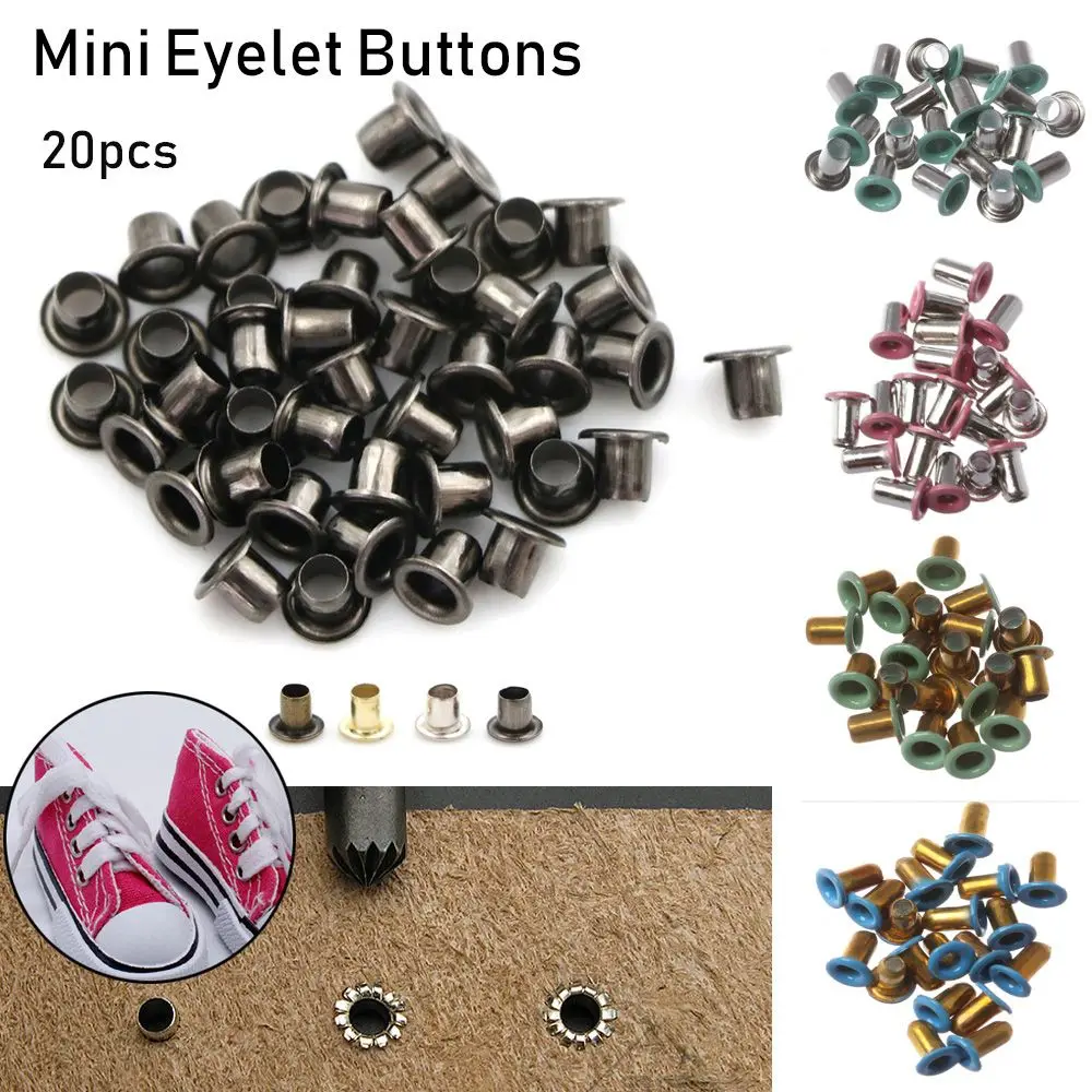 20pcs Mini Eyelet Buttons for Doll Belt Buckles Metal Buckle Snap Buttons Bag Shoes Clothes Sewing Accessories 1mm/2.5mm