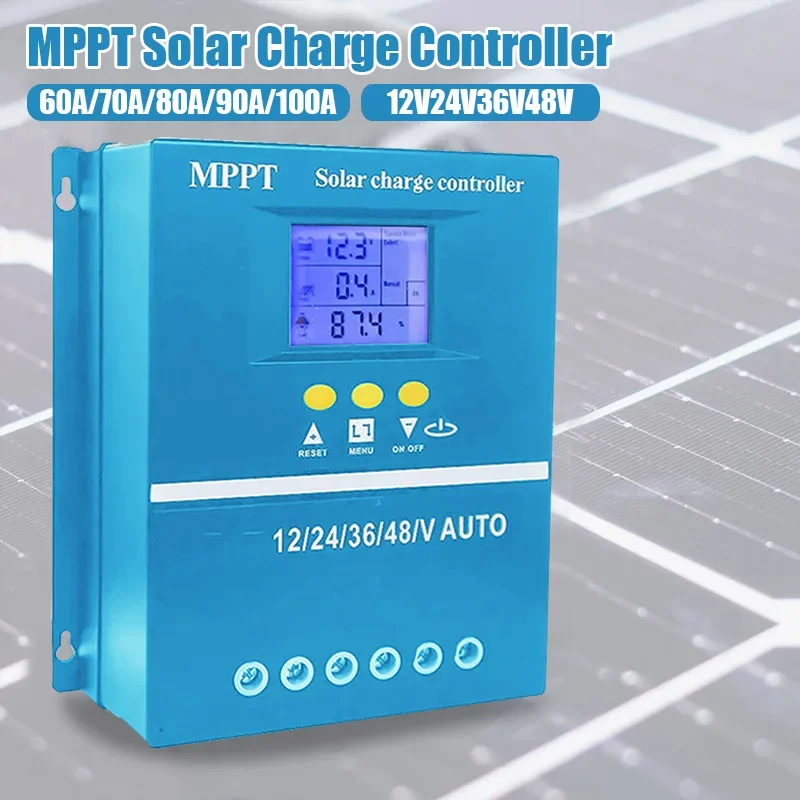 MPPT Solar Panel Charge Controller 60/70/80/90/100A LCD Display Solar Panel Battery Intelligent Regulator For Lead-acid/Lithium