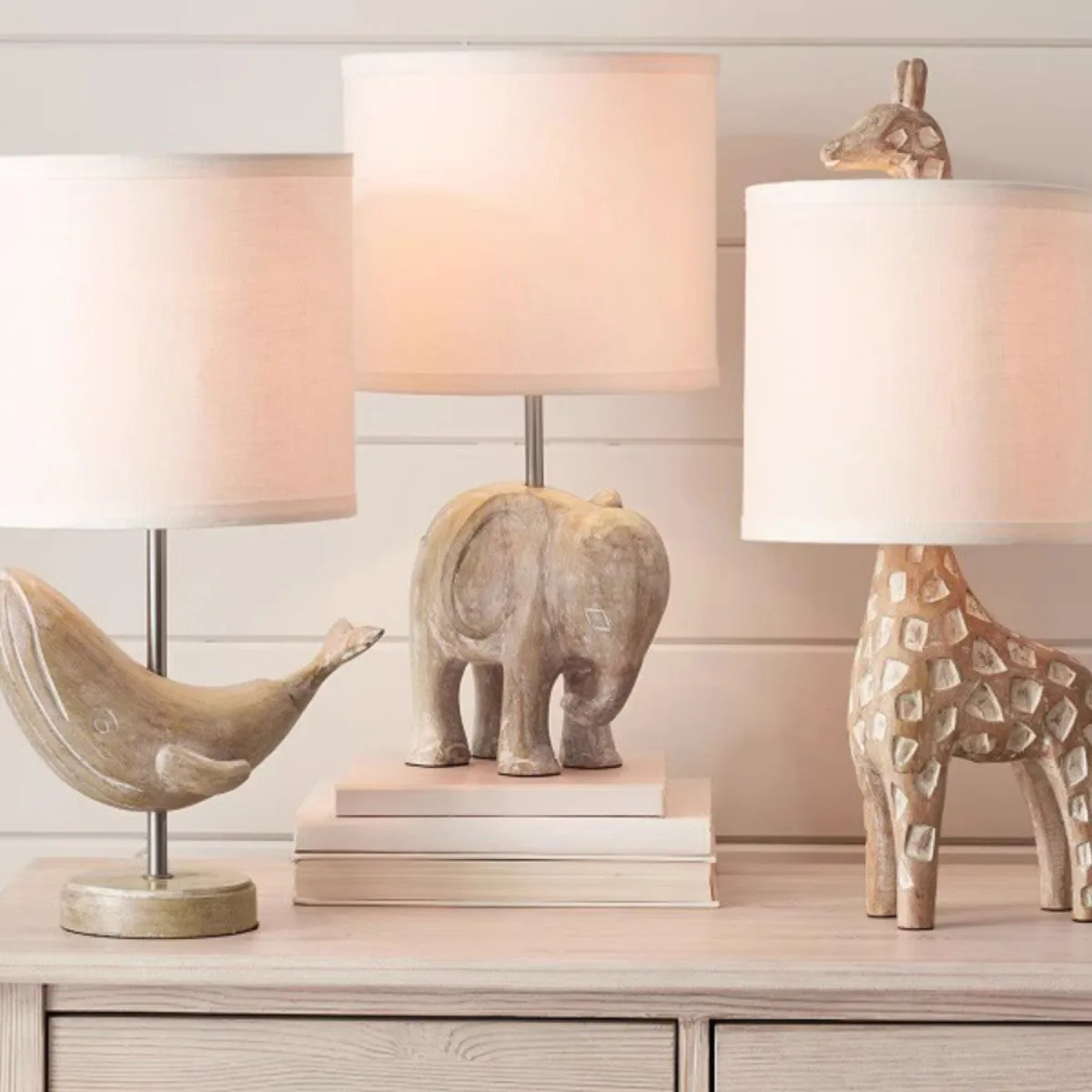 

French country handmade wood carving cute animal table lamp, warm bedroom bedside princess room lamp