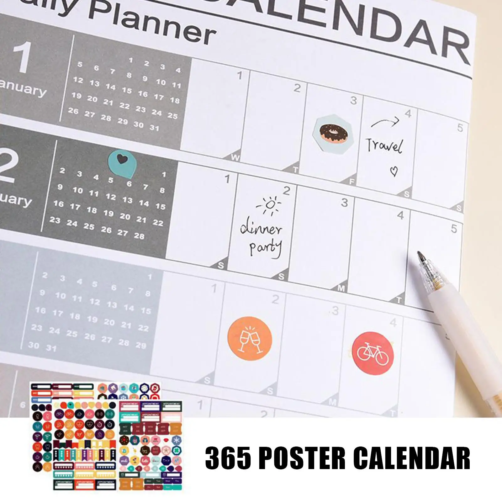 2026 Jahreskalender Tagesplaner Wandkalender 12 Monate 365 Tage Jahresplaner Hängender Wochenplaner Notizblock