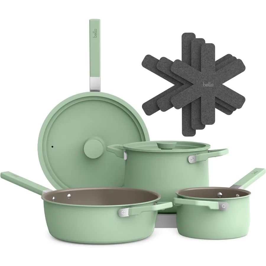 9 Piece Ceramic Nonstick Cookware Set Fitsanywhere™ Kitchenware w EverGood™ Coating Dishwasher and Oven Safe All Stovetops Comp