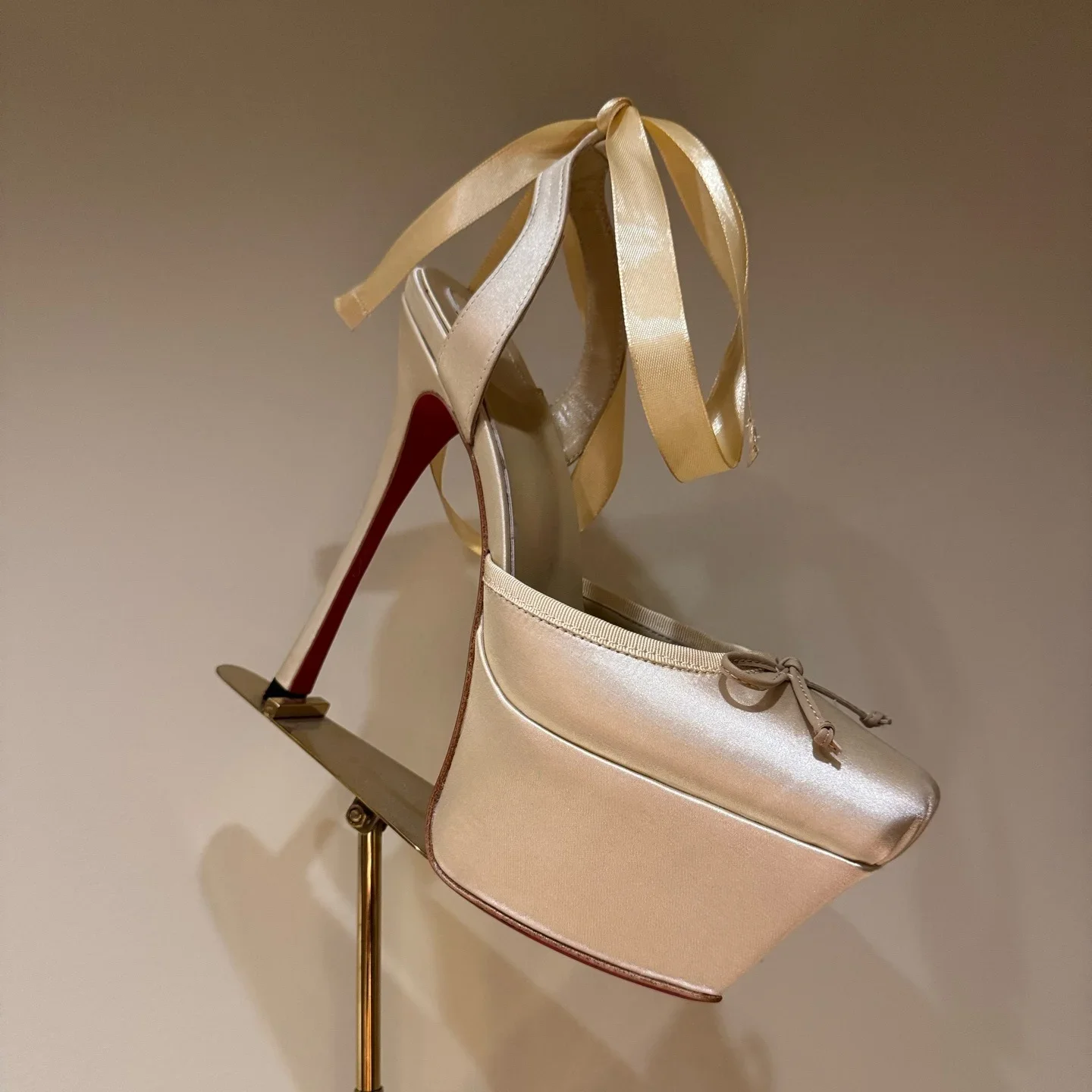 Square Toe Thick Platform Stiletto Heels Elegant Sexy Ballet Shoes Bow Strap Decorative Ladies Sandals 2025 New Women's Shoe