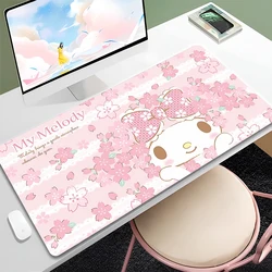 Grand tapis de souris Hello Kitty Cinnamoroll Kuromi Kawaii, ma mélodie, mignon, rose, bureau, ordinateur portable, jeu